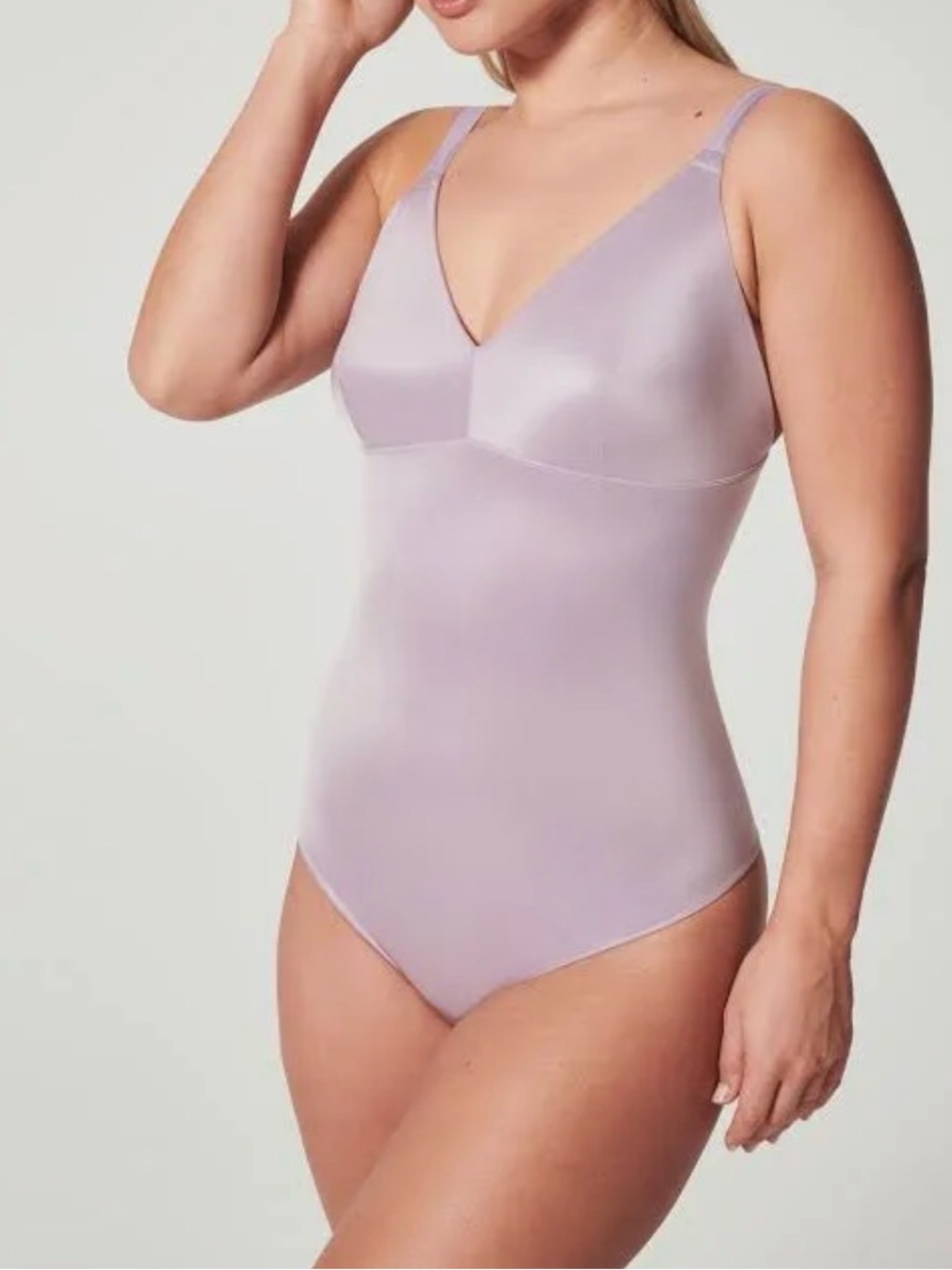 SPANX Shaping Satin Thong Bodysuit Light Orchid Size S NWOT Coquette Skims Y2K